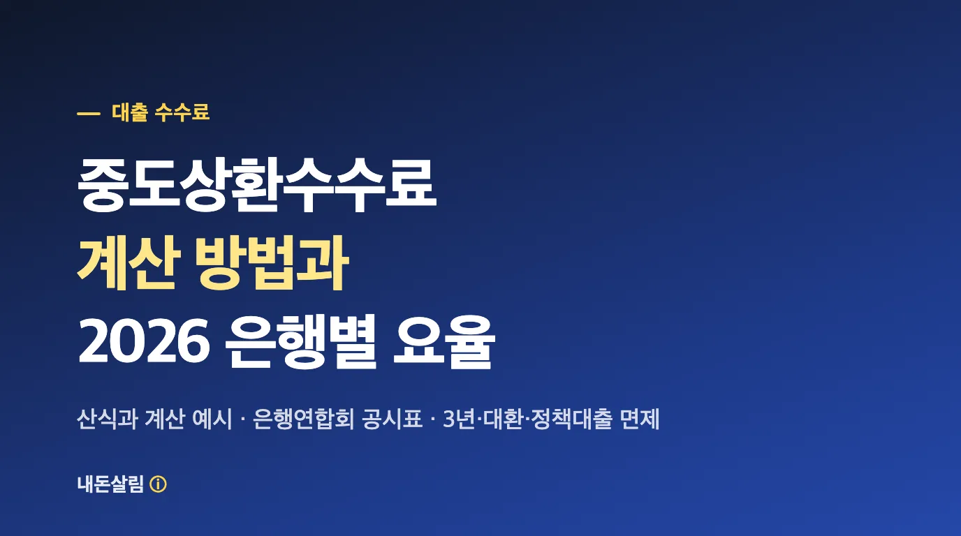 중도상환수수료 계산 방법과 2026 은행별 요율표